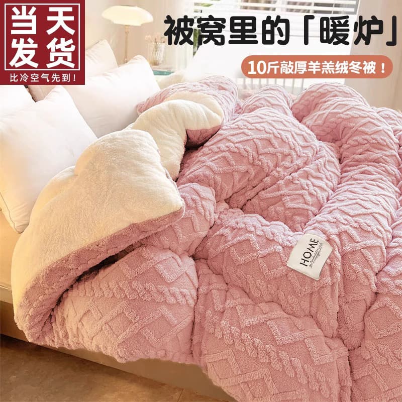 Cross-border winter lamb fleece blankets and quilts, thickened winter quilts, taffeta fleece-lined warm quilt cores, dormitory cotton quilts and mattresses