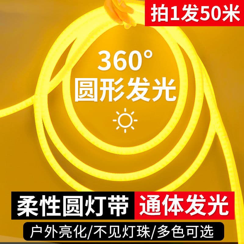 LED Circular Light Strip 360-Degree Illumination 220V Flexible Neon Soft Light Strip Outdoor Waterproof Linear Tube Light