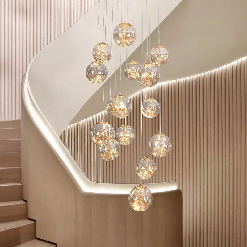 Apartment staircase spiral chandelier hotel lobby villa project large chandelier restaurant cashier bar LED chandelier