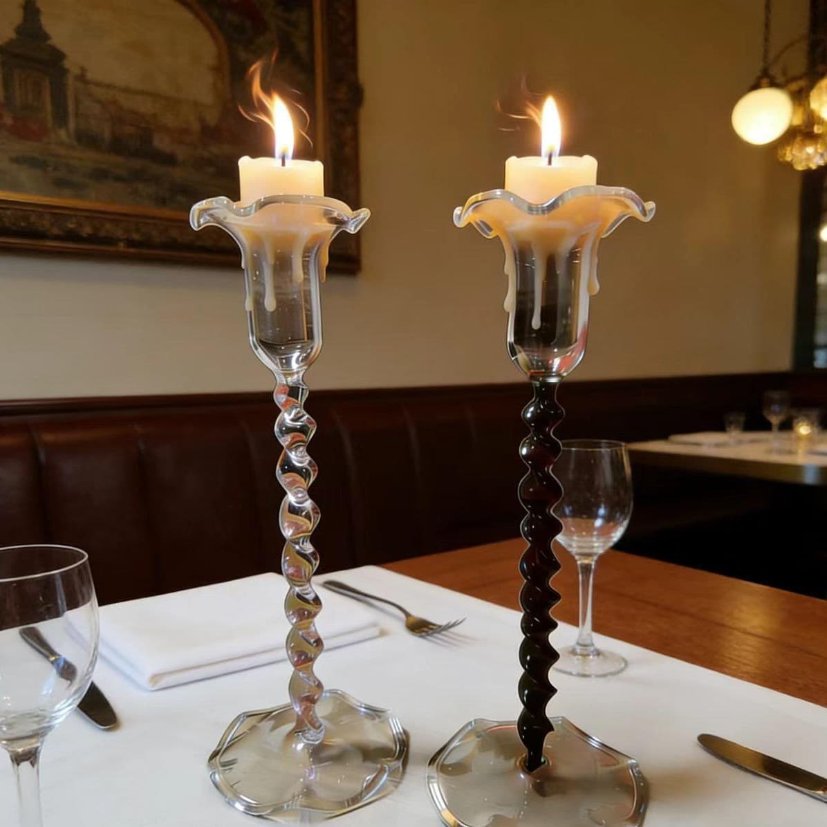 Creative desktop ornaments European-style flower bud tall candlesticks retro colorful spiral candlesticks available in multiple colors