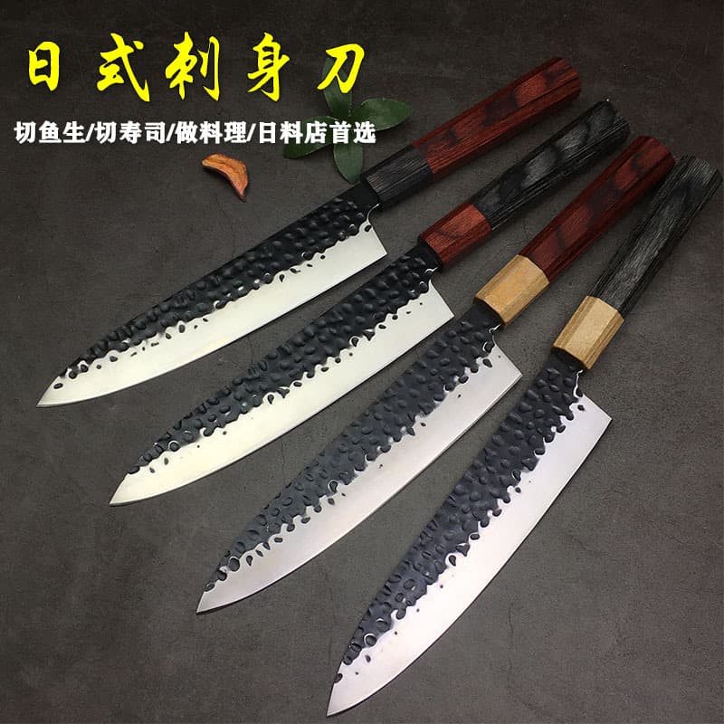 Cross-Border Japanese-Style Colored Wooden Handle Stainless Steel Kitchen Knife, Sushi Cooking Santoku Knife, Deba Knife, Slicing Knife, Sashimi Knife