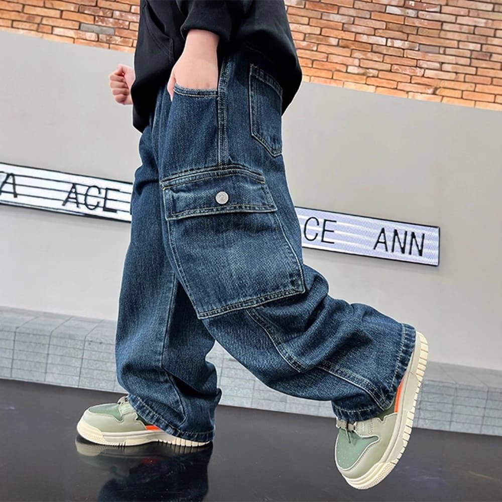 Boys' Jeans Spring/Fall New Children's Straight Work Pants Loose Wide Leg Pants Trendy American Style