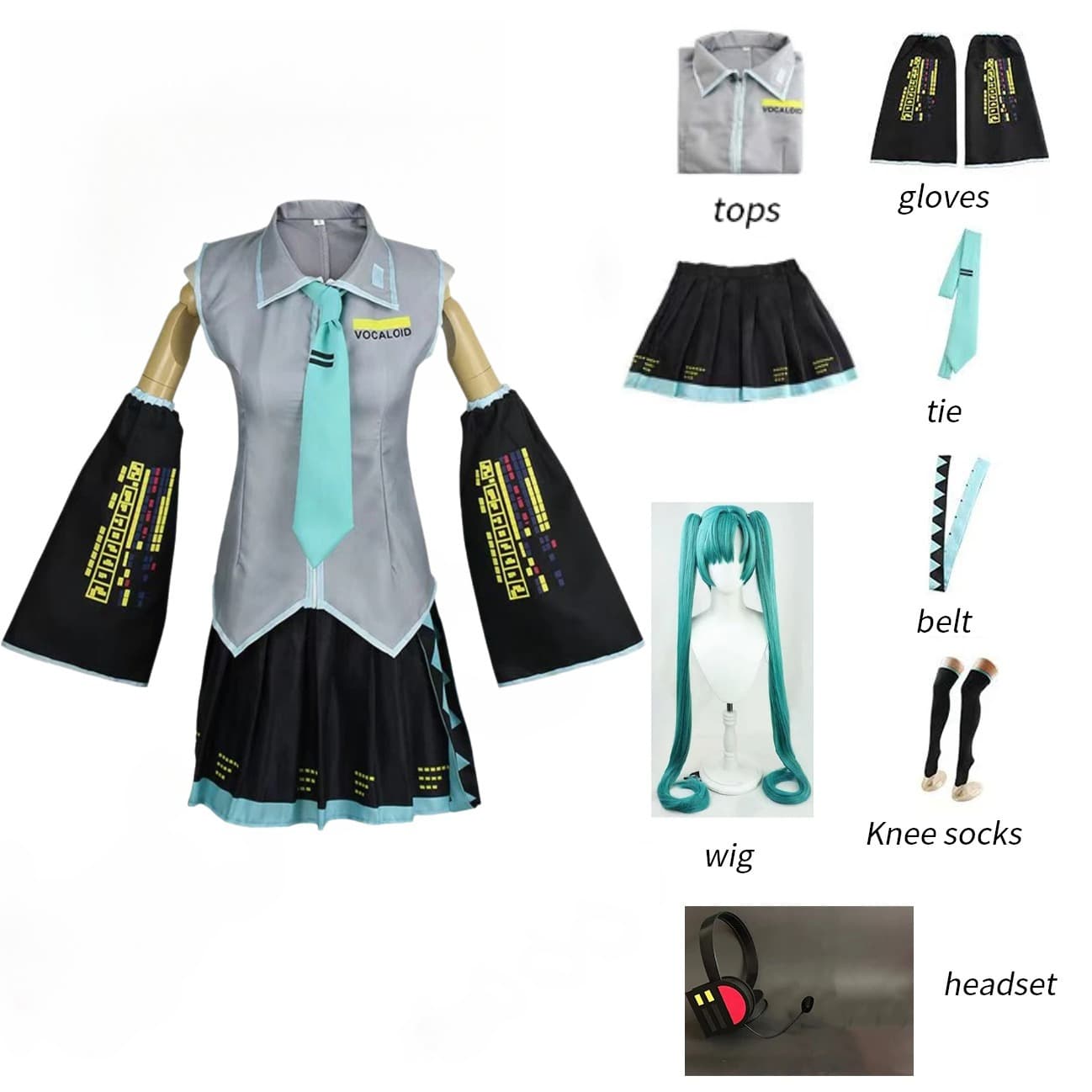 Cosplay Costume Anime Character Role-Playing Outfit Virtual Idol Cosplay Set Full Set Hatsune Miku
