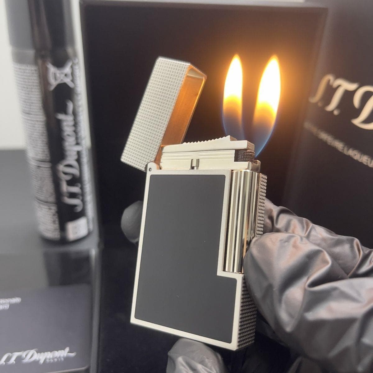 Dupont Langsheng Lighter Frosted Edition Paris Nail Series Pure Copper Side Slide Flint Wheel Refillable Steel Sound High-End Gift