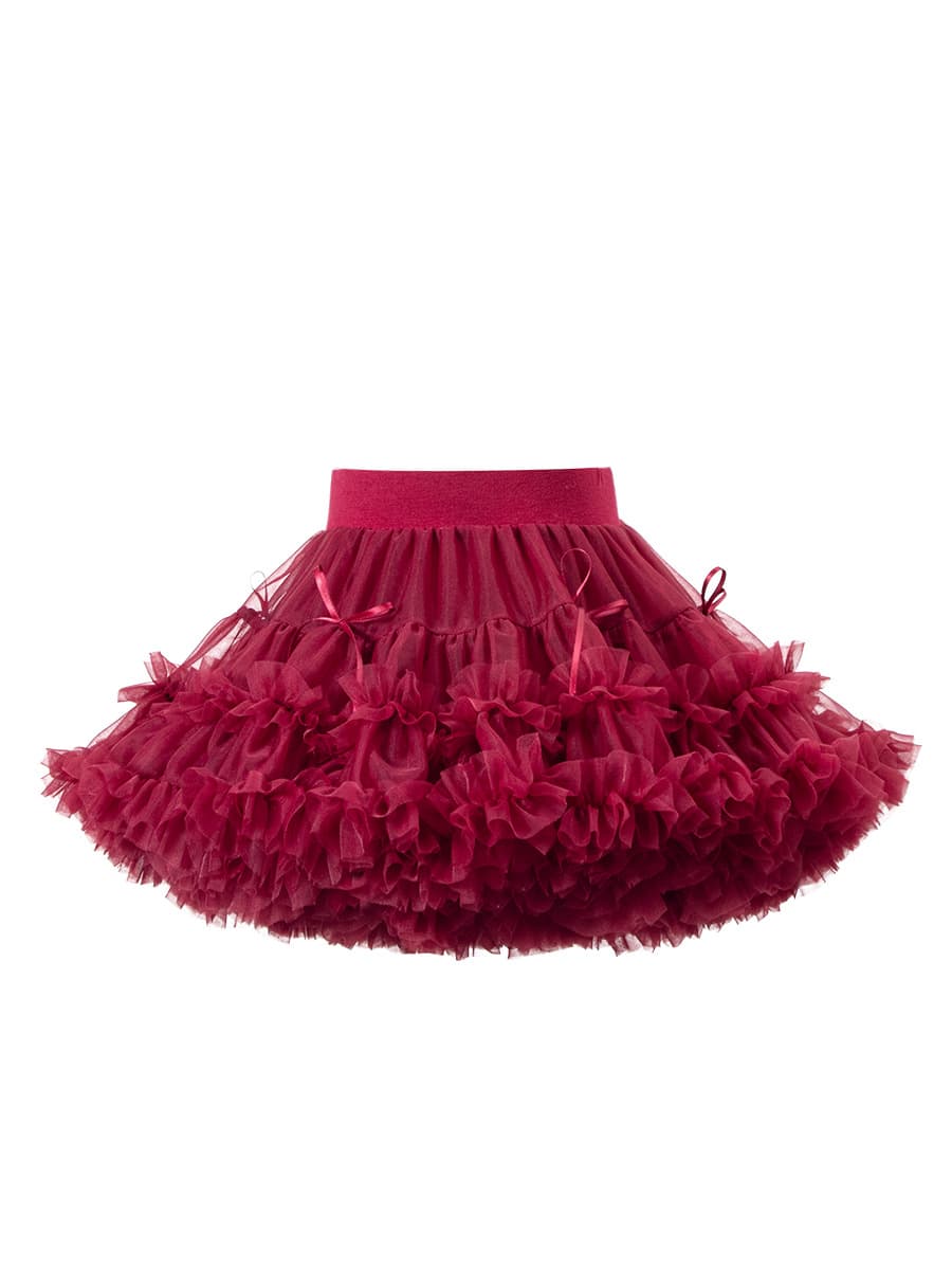 Lingfeng Fashion New Bow Tutu Skirt Children's Puffy Skirt Girl Half Skirt Birthday Cake Mesh Skirt Trendy