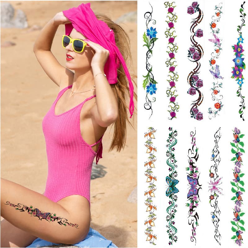 New Belt Tattoo Sticker Sexy Beach Navel Waist Band Leg Band Waist Sticker Aesthetic Personalized Temporary Tattoo In Stock