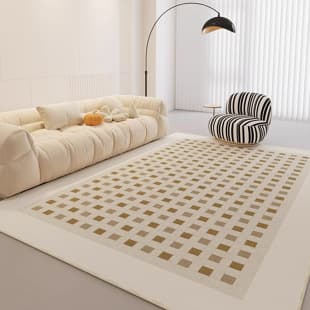 Living Room Carpet, Light Luxury Coffee Table Mat, Cream Style Living Room Rug, High-end Bedside Mat, No-wash Bedroom Carpet, Floor Mat, Customizable