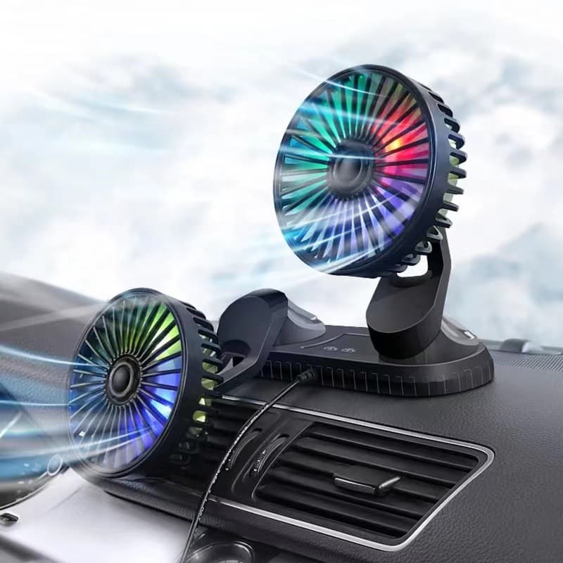 Car Fan Factory Wholesale Dual-Head Rotatable Mini Long-Lasting Portable Vehicle Fan for Car