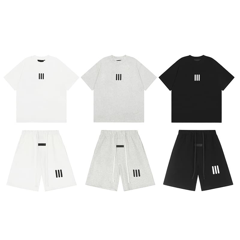 New Flocked Letter ESSENTIALS Short Sleeve T-Shirt Unisex High Street Loose Half Sleeve Trendy Brand FOG American Style Top
