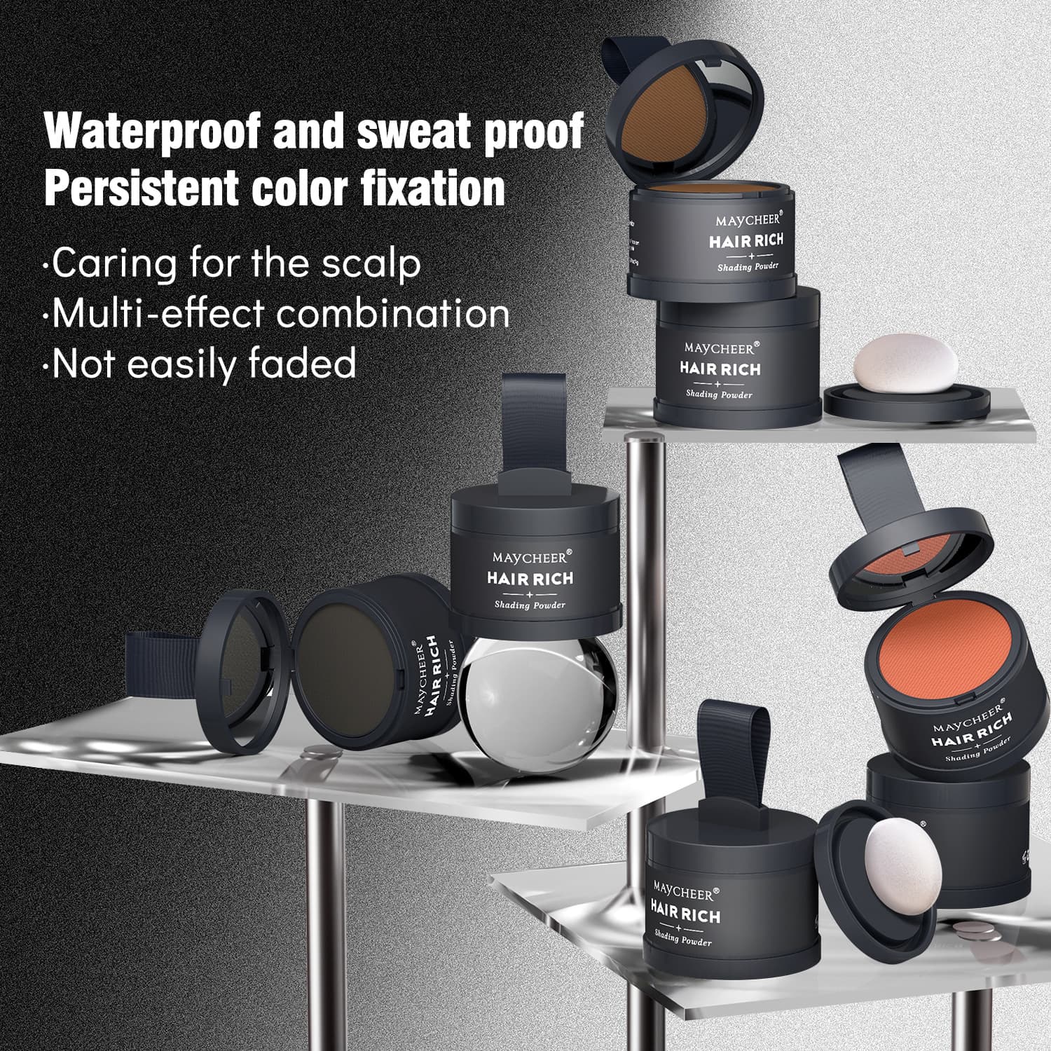 MAYCHEER Hairline Powder Filler for Forehead Filling, Waterproof and Sweatproof Hairline Touch-Up for Cross-Border Trade