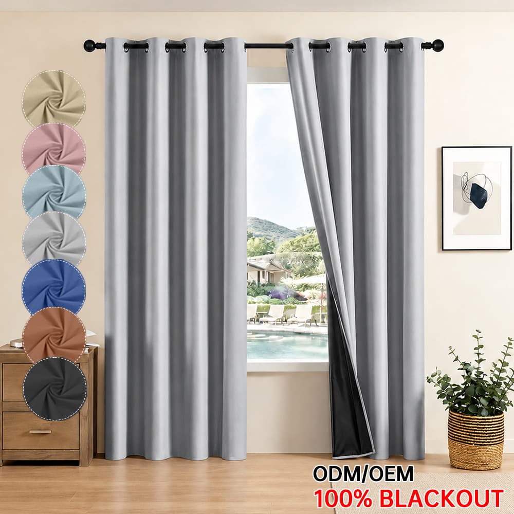 Chunya Spinning Blackout Film Cross-border Foreign Trade Amazon Solid Color Full-Blackout Curtain Finished Product Temu Shaoxing Curtain Fabric