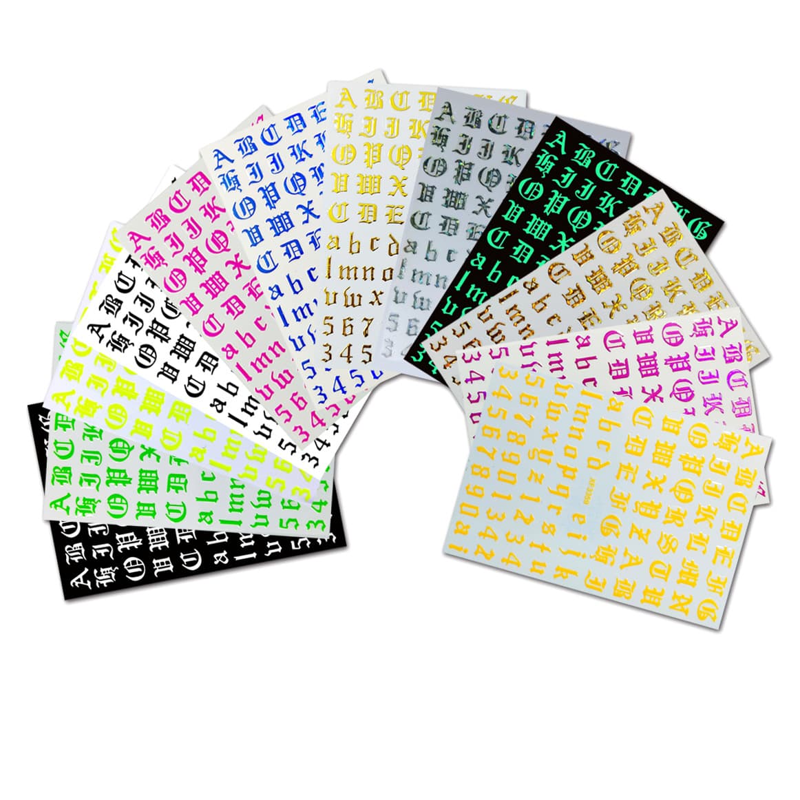 XF3359 English Text 12-Color Retro English Letter Nail Stickers Nail Accessories