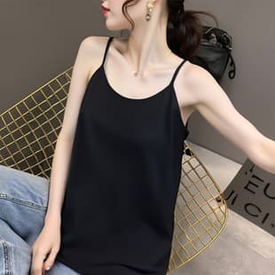 Plus Size Women's Simple Solid Color Camisole Top, Cotton Loose Fit Slimming Summer New