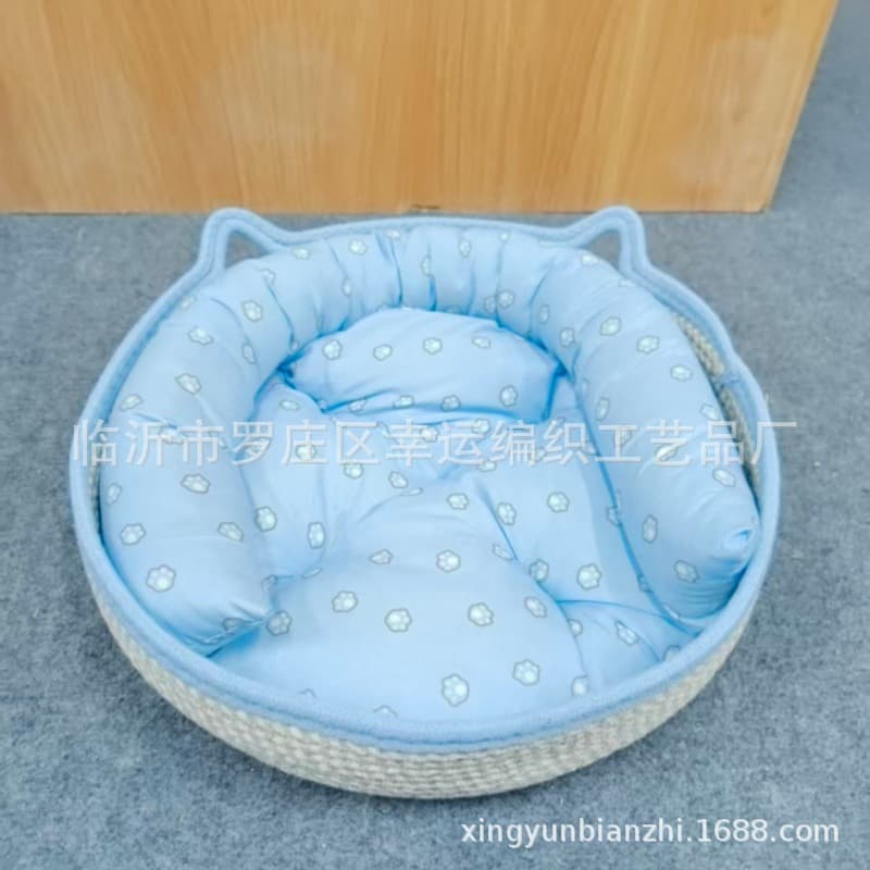 All-Season Cat Bed, Summer Cool Mat Cat Nest, Rattan Woven Cat Bed, Grass Woven Pet Bed, Cat Supplies