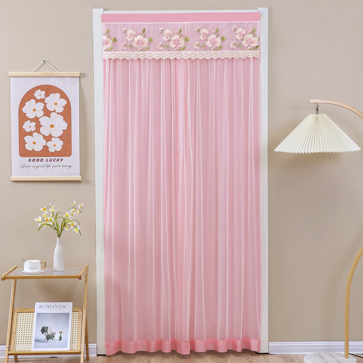 No punching anti-mosquito door curtain fabric gauze curtain bedroom lace long curtain partition curtain privacy four seasons household curtain new style