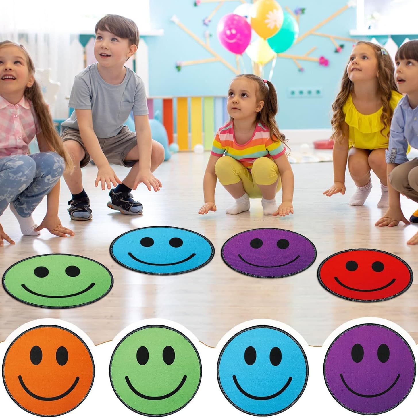 Children's Round Carpet, Classroom Seat Cushion, Soft Round Mat, Crystal Velvet, Anti-Slip Rug for School Learning and Play Area