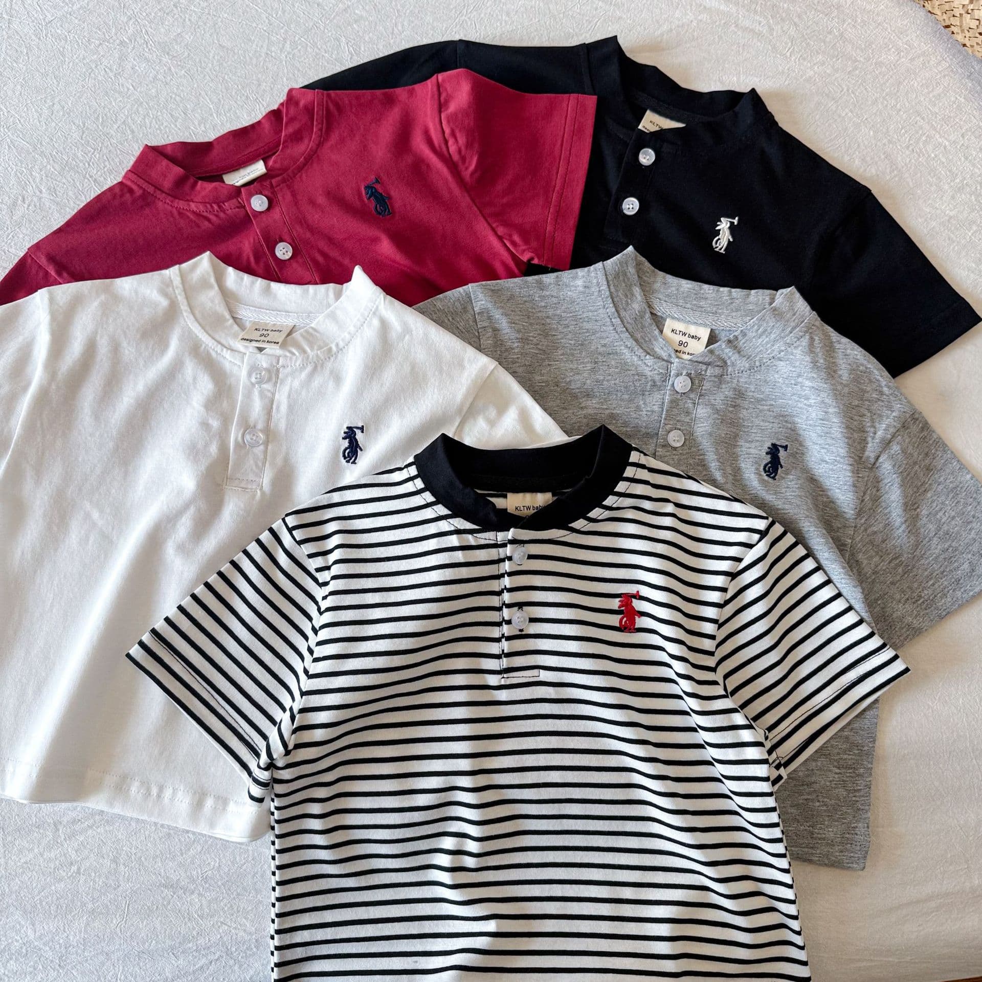Children's striped POLO shirt 2025 summer new arrival boys' short-sleeved tops baby solid color T-shirt trendy brand