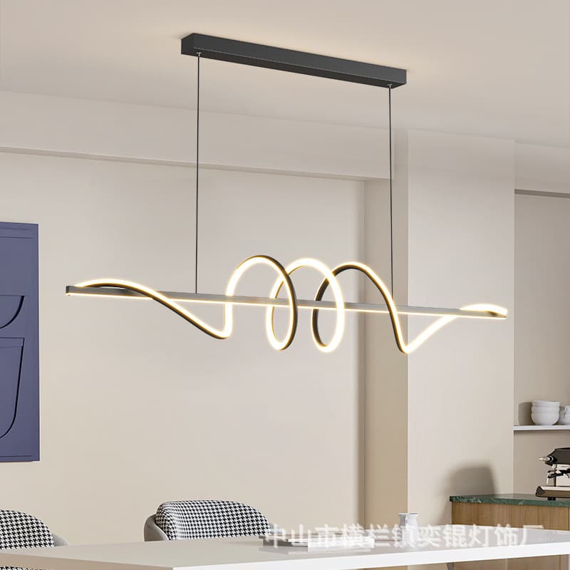 Hot Selling Upgraded Three-Ring Simple LED Linear Restaurant Pendant Light Bar Table Dining Chandelier Zhongshan Cross-Border Factory