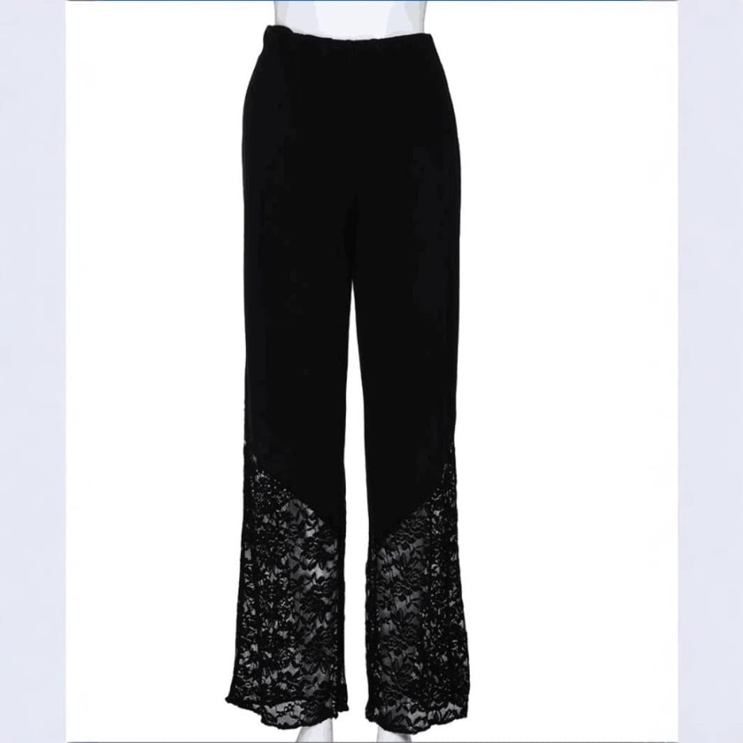 Plus Size Women's Casual Pants, Lace Trim Wide Leg Pants for Fat MM, Hot Selling on Amazon and AliExpress