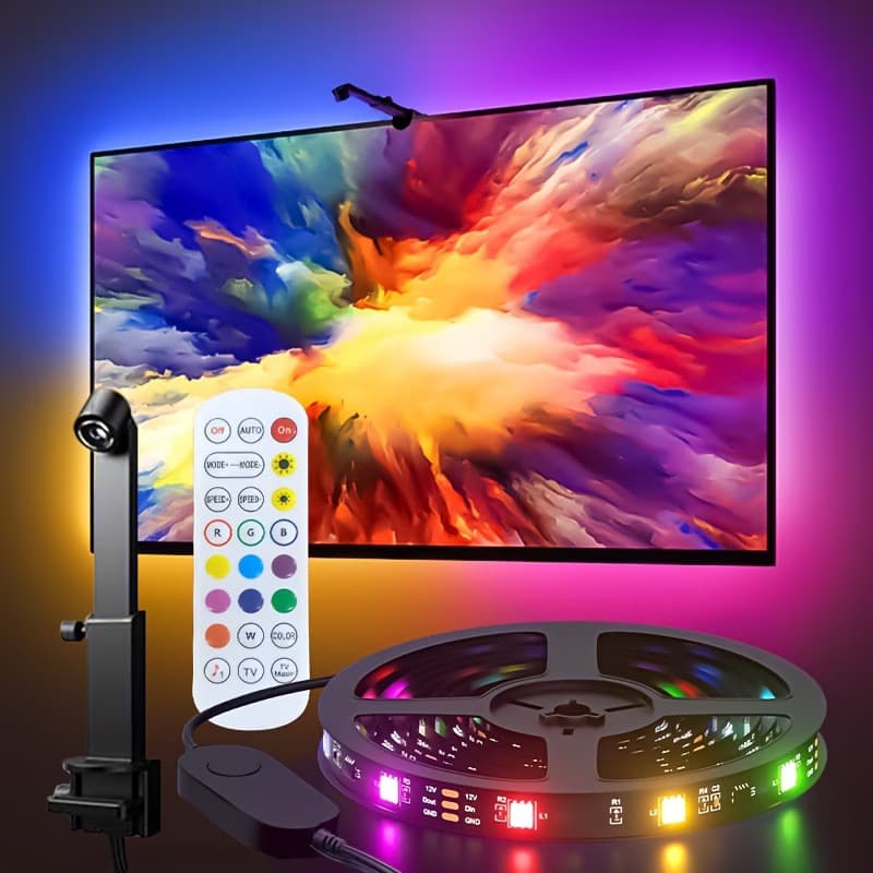 TV Ambient Backlight Strip with Screen Sync, Smart Bluetooth Color Picker, Dream Color Camera