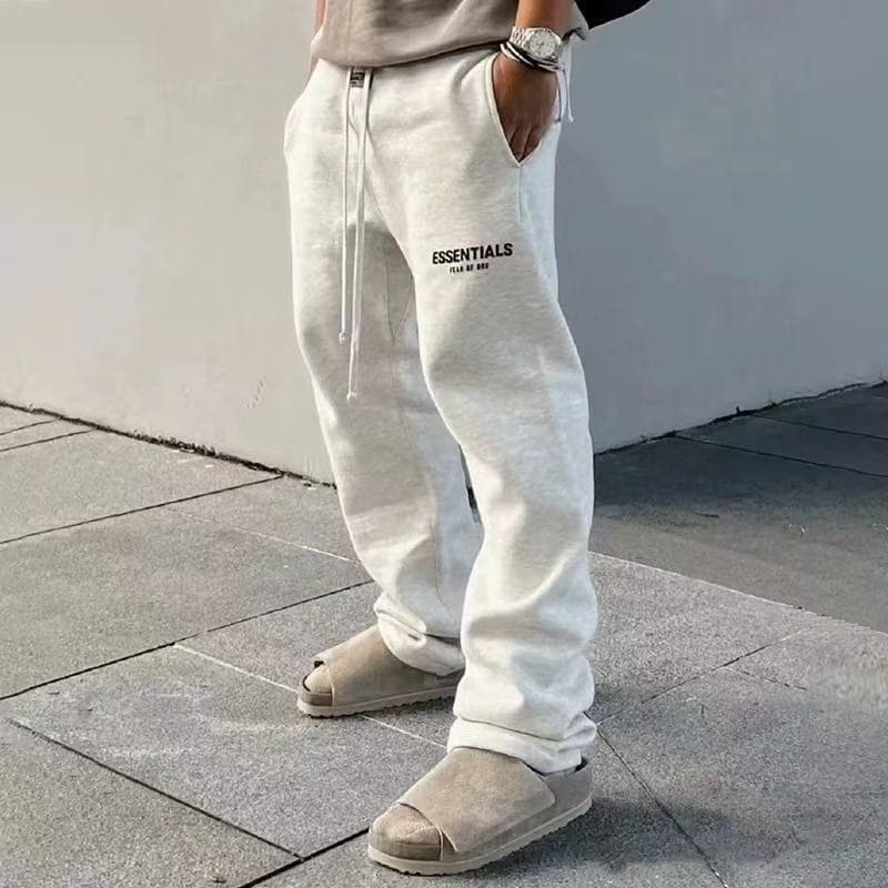 Cross-Border Autumn and Winter Essentials Niche American Trendy Brand Straight Casual Men's Fleece-Lined Loose Sweatpants Trendy