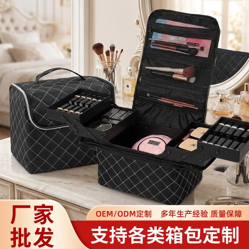 Portable Large Capacity Makeup Artist Removable Cosmetic Bag Nail Art Storage Organizer Urban Simple Style PU Waterproof