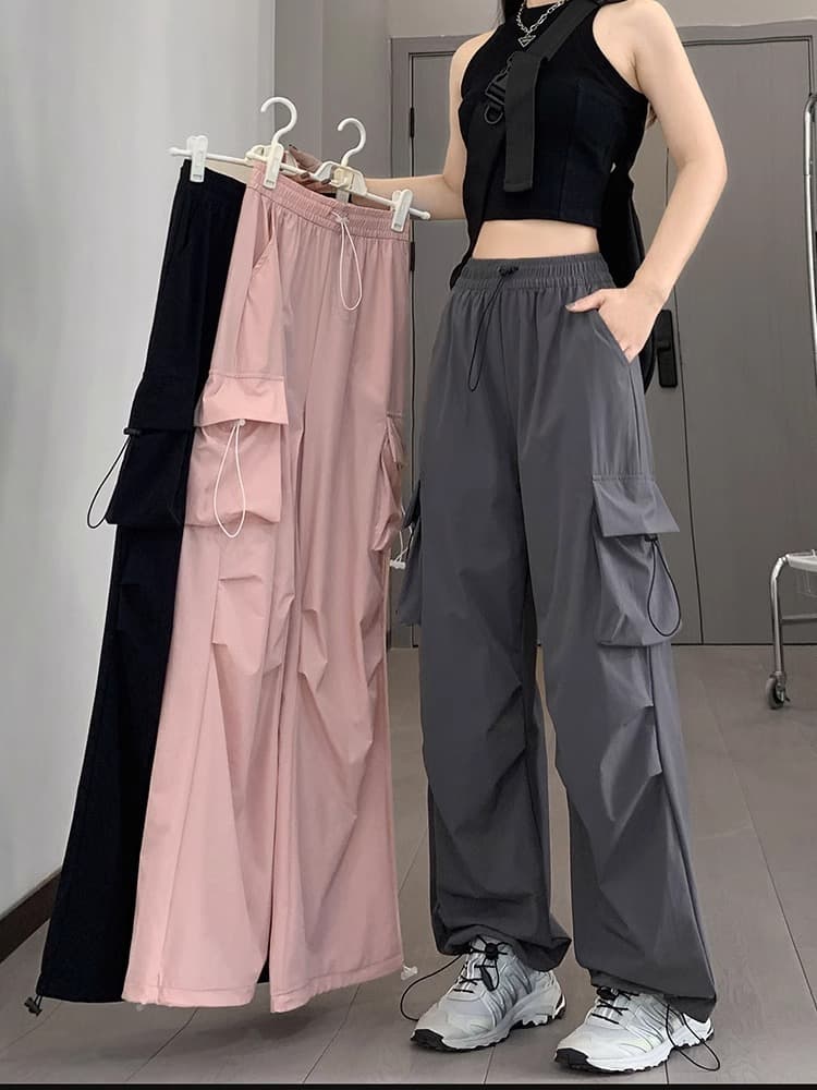French-Style Work Pants for Women, 2024 New Spring and Autumn Style, Petite Wide-Leg Casual Loose Hiking Sports Pants