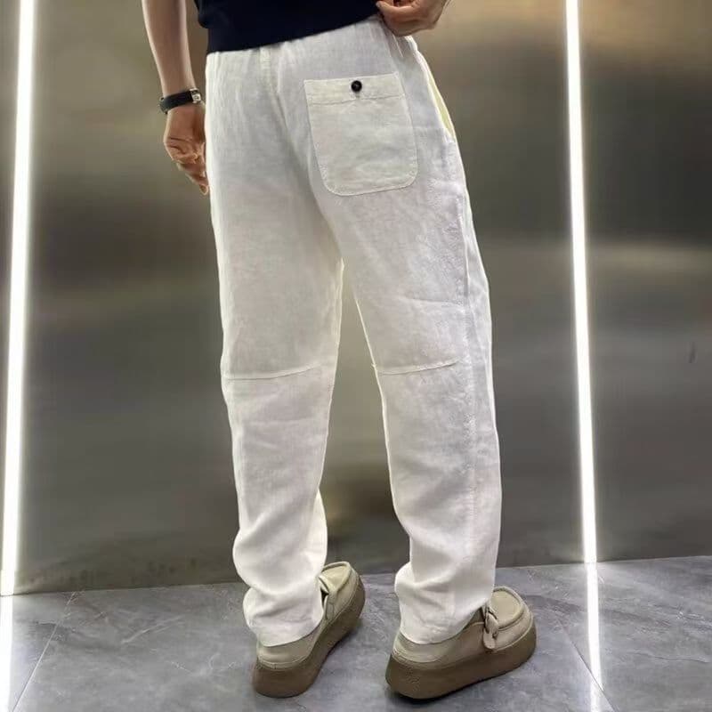 2026 Spring New Loose Linen Scimitar Sweat-absorbent Breathable Cool Straight Pants Thin Style Handsome Versatile Men's Pants