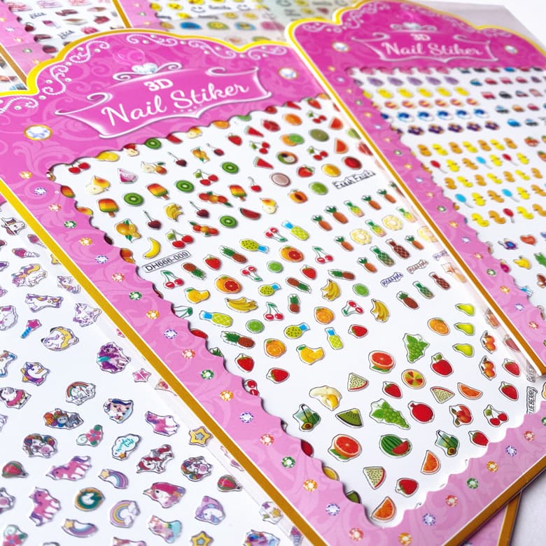 Nail Stickers 6-in-1 Series Cartoon Plant Self-Adhesive Cute Decorative 3D Nail Art for Men and Women