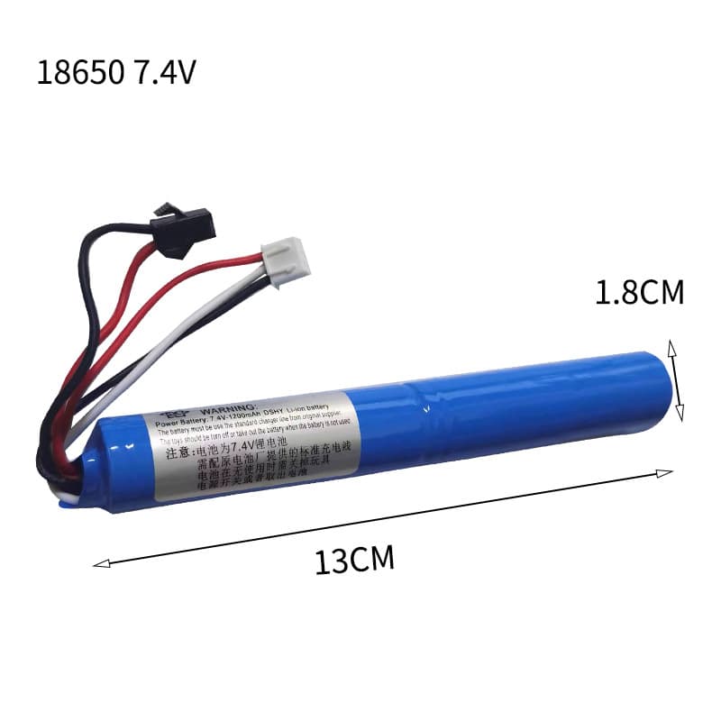 18650 Lithium Battery 7.4V Cylindrical Li-ion Battery Electric Toy RC Airplane Long Strip Lithium Battery 7.4V 1200mAh