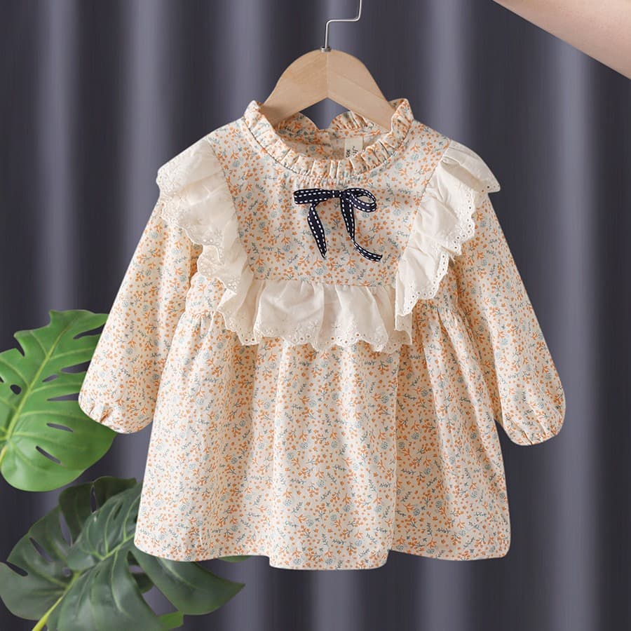 Children's clothing, girls, baby dresses, spring and autumn children's little girls floral princess dresses, spring dresses, Korean style dresses