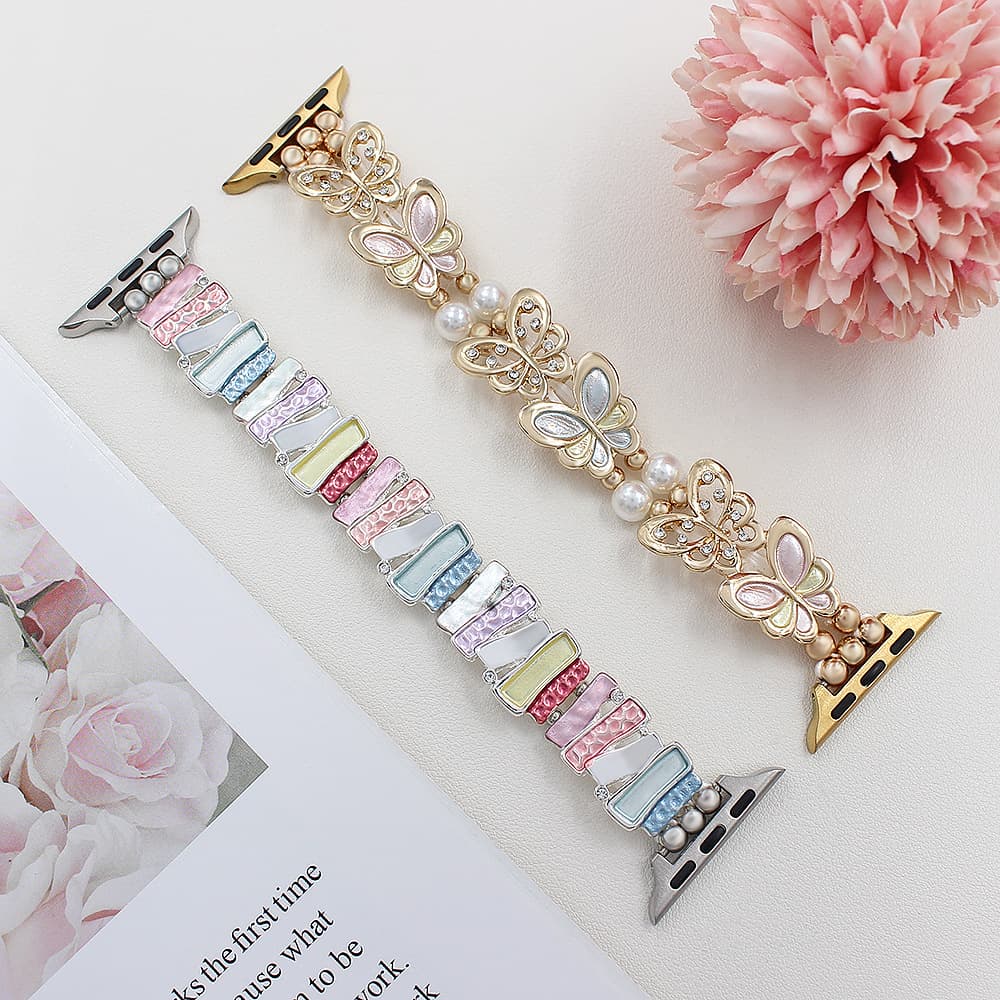 Applicable to Apple Watch Enamel Stacked iwatch45678/SE Generation Smart Watch with Geometric Lines and Colorful Colors