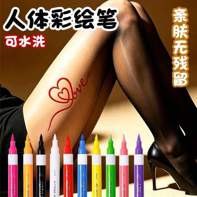Body painting pen, washable, skin-friendly, no residue, painted marker pen, face and body graffiti pen, temporary tattoo pen