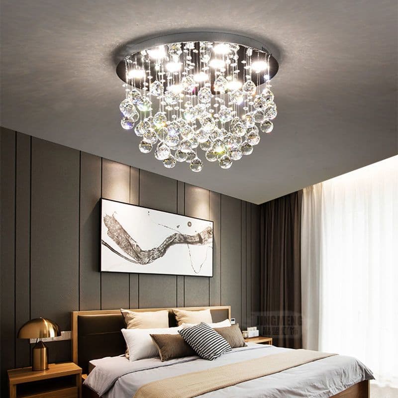 Master bedroom crystal ceiling lamp dining room living room round light luxury simple atmosphere home decoration room Zhongshan lamps