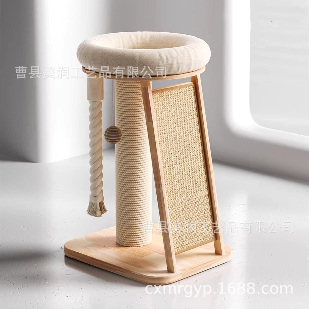 Wooden Cat Climbing Frame Cat Tree Cat Nest Sisal Scratching Post Ramp Scraper Cat Claw Grinder Climbing Rope Toy Cat Scratcher