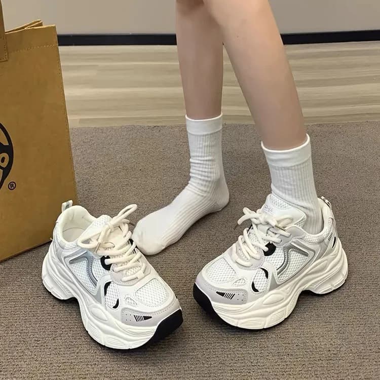 2025 New Trendy Summer Mesh Breathable Dad Sneakers for Women, Chunky Sole, Versatile, Makes Feet Look Smaller, Spring Women's Shoes