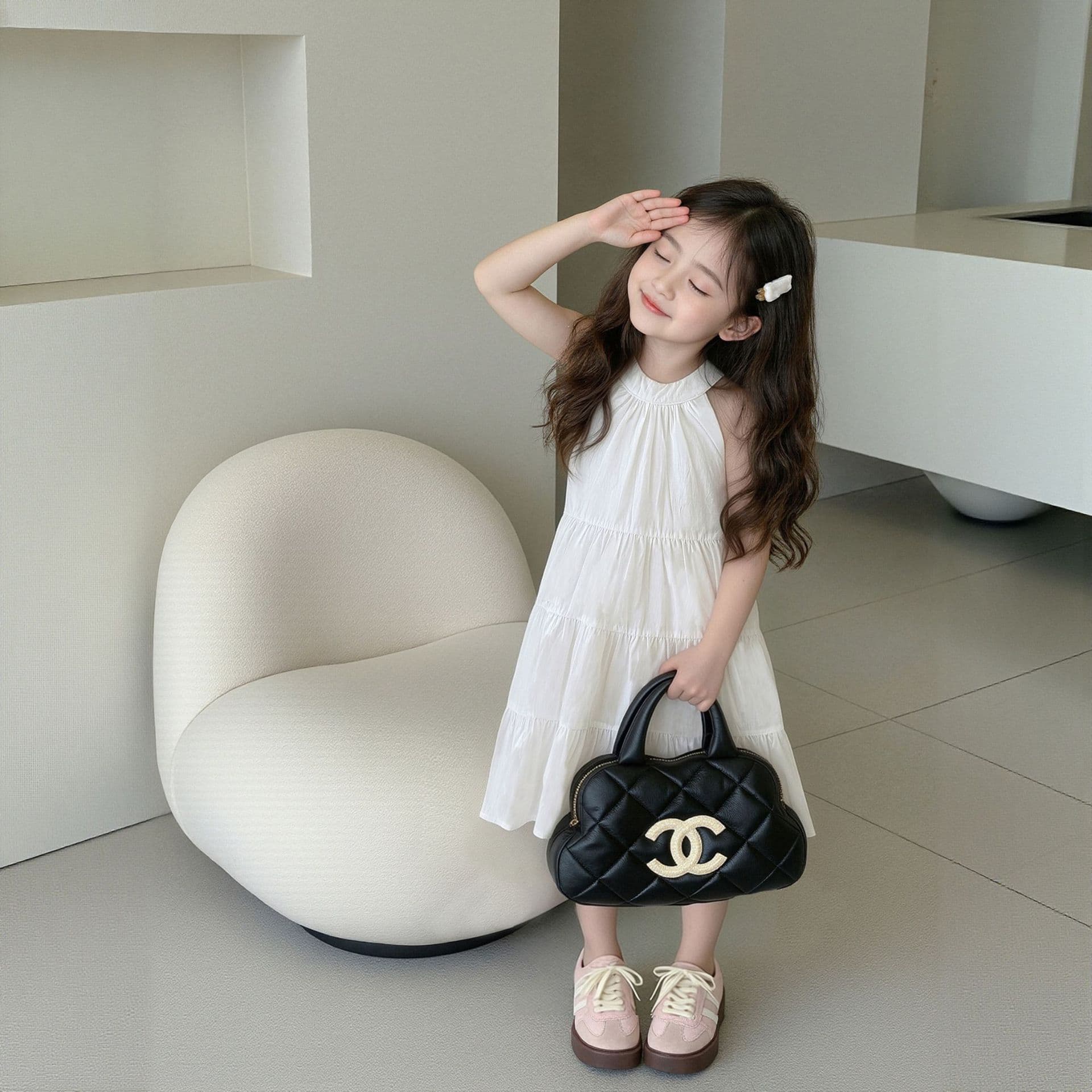 2026 New Cross-Border Girls' Strap Dress Autumn New Stylish Pure White Tank Dress for Young Girls