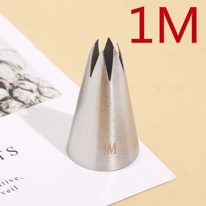 1m # Straight 6-Tooth Decorating Nozzle 304 Stainless Steel Rose Snow Top Cream Cake Decorating Baking DIY Tool Medium Size