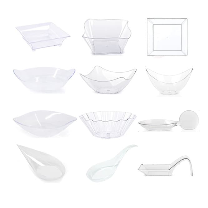 Disposable PS Hard Ketchup Salad Sauce Dishes, Appetizer Service Bowls, Party Wedding Bowls, Ingot-Shaped Dessert Plates