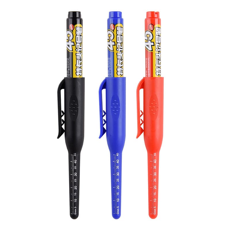 Long-tip Marker 45mm Refillable Marking Pen for Construction, Woodworking, Glass, Oil-based, Waterproof & Fade-resistant