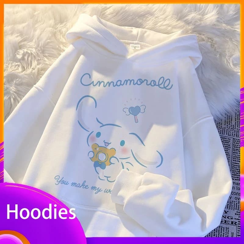 Anime MINISO Sanrio Cinnamoroll Children's Hoodie Print Swea