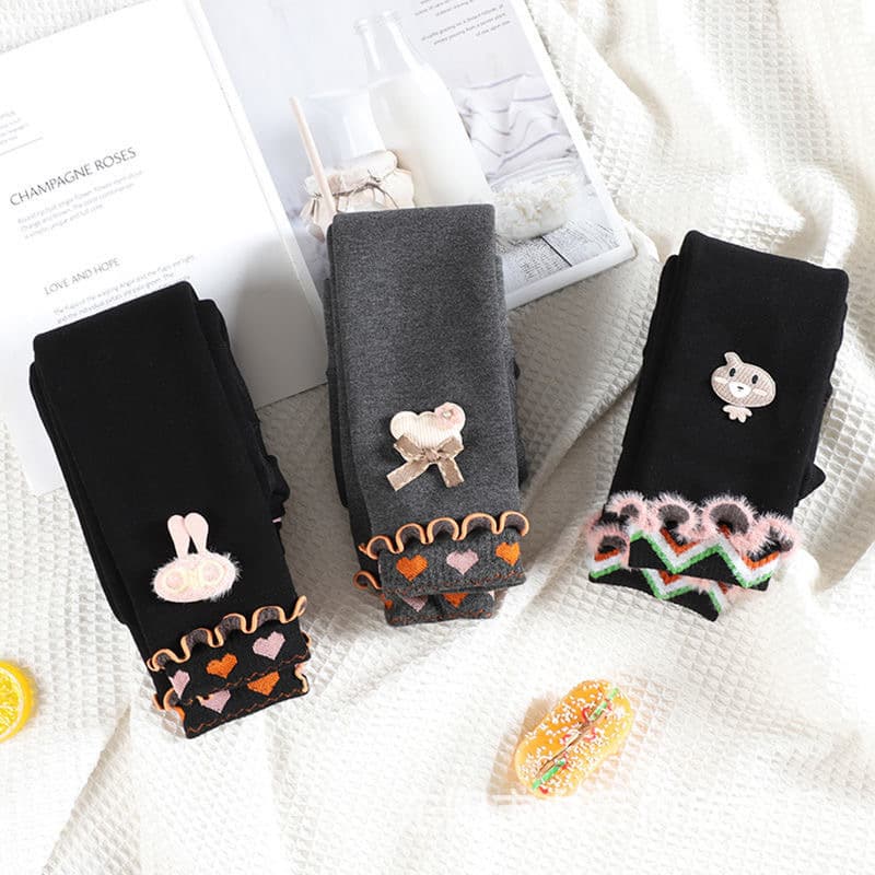 Girls' Leggings 2021 New Children's Warm Pants Autumn and Winter Plus Velvet Thickened Leggings for Girls A Pair of Winter Trends