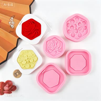 Polygon Rose Four-Leaf Clover Aromatherapy Sheet Silicone Mold DIY Car Hanging Peony Scented Card Combination Mold