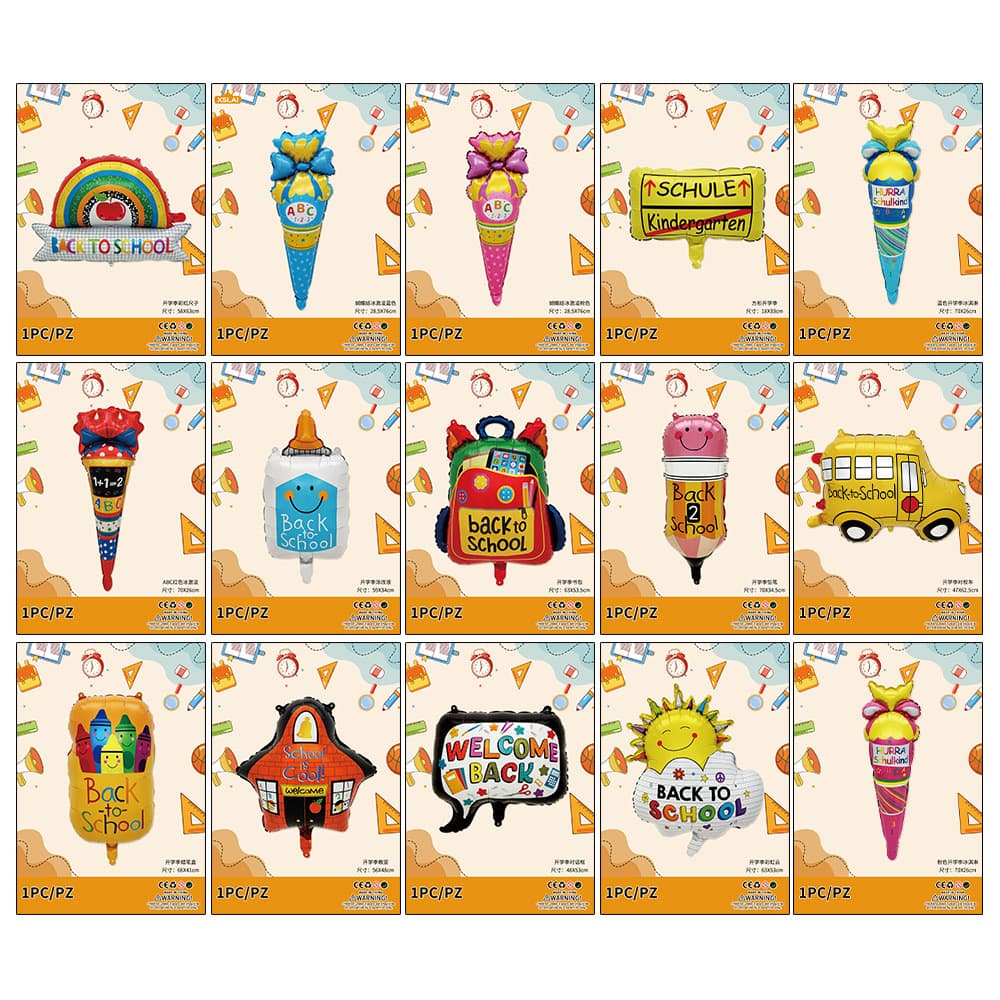 Amazon Cartoon Pencil Backpack Shaped Aluminum Foil Balloon Back to School Season Children School Balloon Individual Packaging