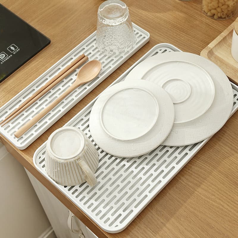 Home Living Room Plastic Creative Double Layer Rectangular Water Cup Drainage Tray Tea Table Storage Organizer Tea Plate