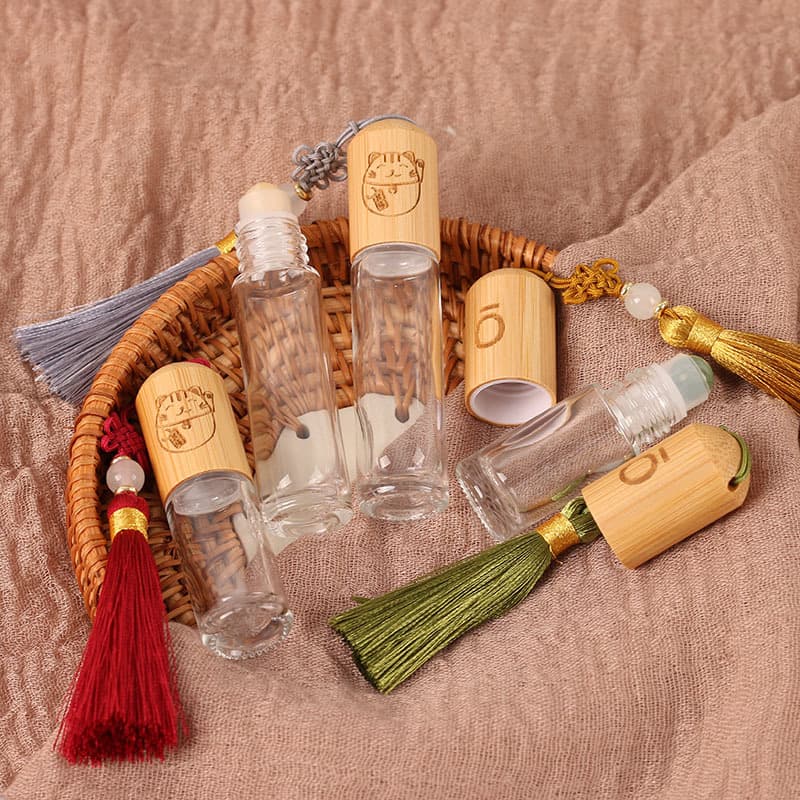 5ml 10ml Lucky Cat dōTERRA Tassel Essential Oil Gemstone Roller Bottle Roll-On Refillable Bottle DIY Engravable