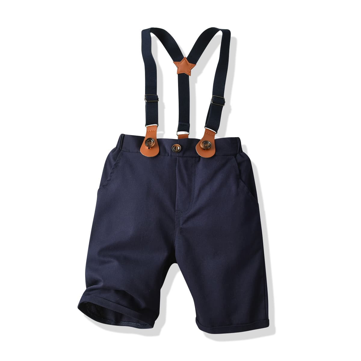 Cross-border children's clothing, boys' three-button navy blue overalls, cotton casual boys' shorts, European and American gentleman's pants, one piece drop shipping