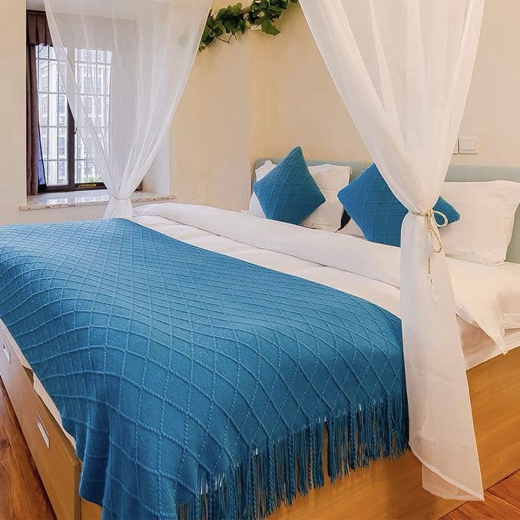 Retro Minimalist Bed Runner Ins B&B Bed Flag Cover Hotel High-End Decoration Internet Famous Light Luxury Jacquard Fringe