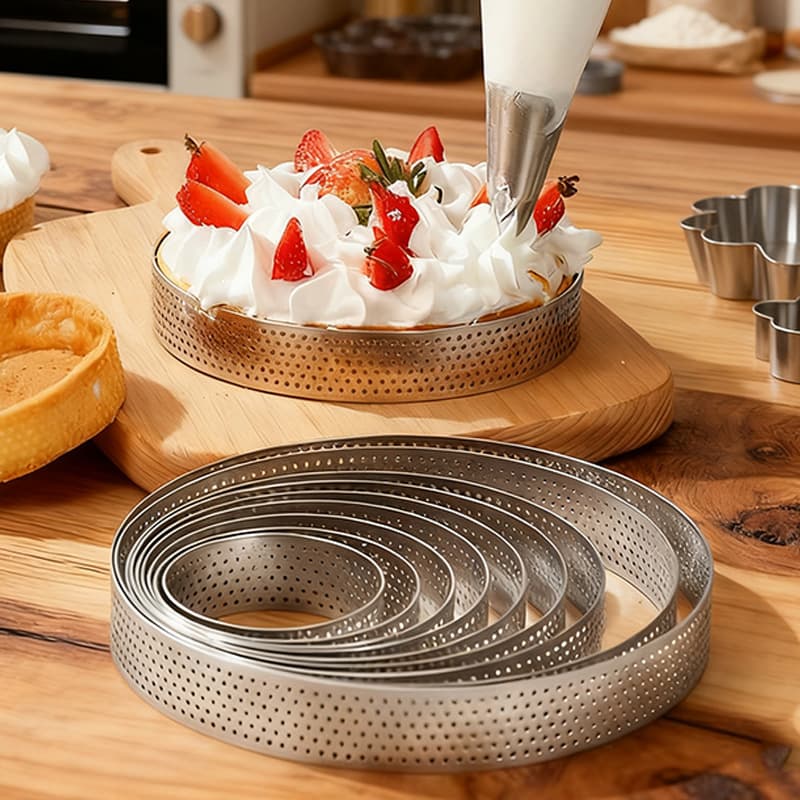 Baking Tool Round Mousse Ring with Holes French Tart Ring Cheese Rice Cake Tart Ring Mold Cake Ring Baking Supplies