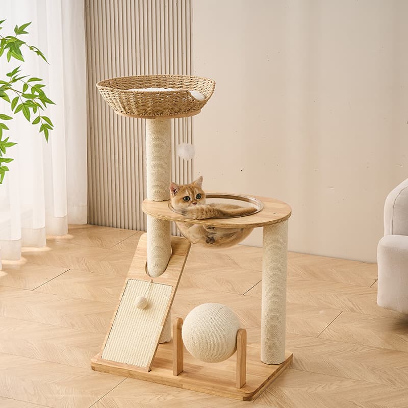 Cat Tree Space-Saving Cat Tower with Cat Bed and Condo, Factory Direct Wholesale Cross-Border Direct Sales